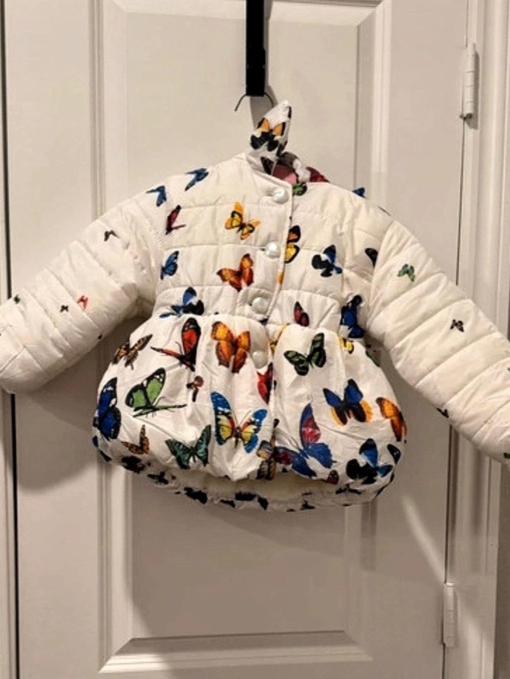 MINIKIDFASHION Butterfly Print Puffer Jacket Size 12 Like New